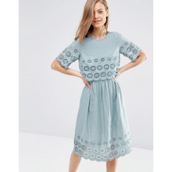 ASOS Dresses & Skirts - ASOS Double Layer Broderie Midi Dress Size 8 NWT